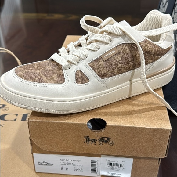 Coach Signature Sneakers in Brown and Cream - Picture 1 of 5